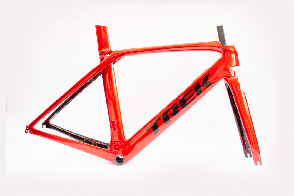 Trek Madone custom painted with stunning candy red and black design